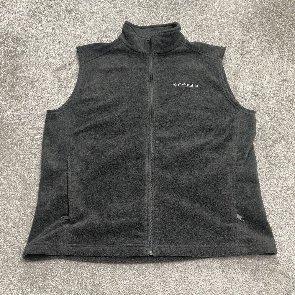 Columbia Steens Mountain Fleece Vest Mens Large Black Full Zip Outdoor Hiking